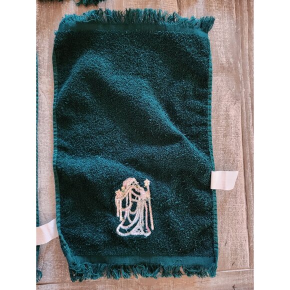 Set Of 6 Embroidered Christmas Hand Towels Dark Green 100% Cotton 15"x10" - Picture 4 of 5